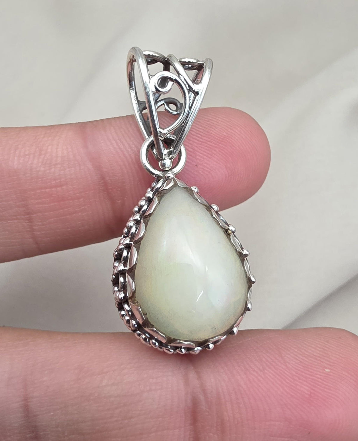 Natural Opal Silver Pendant 925 Sterling Silver Jewelry Pear Shape Cabochon Handmade Gemstone