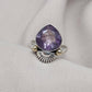 Amethyst Teardrop Ring: 925 Sterling Silver, Gold Shell Motif