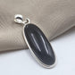 925 Sterling Silver Black Onyx Pendant, Long Oval Cabochon Gemstone Necklace