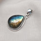 Handmade Labradorite Teardrop Pendant: 925 Sterling Silver Gemstone Necklace