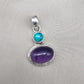 Amethyst Turquoise Pendant: Handmade 925 Sterling Silver Boho Necklace