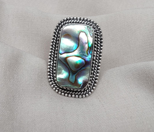 Handmade Abalone Shell 925 Sterling Silver Ring | Boho Ocean Jewelry