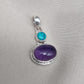 Amethyst Turquoise Pendant: Handmade 925 Sterling Silver Boho Necklace