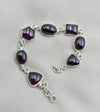 925 Sterling Silver Garnet Link Bracelet Natural Gemstone Handmade Artisan Jewelry Gift for Her