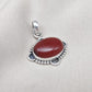 Red Onyx Silver Pendant: 925 Sterling, Handmade Boho Statement Necklace