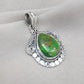 Green Copper Turquoise Pendant Necklace: 925 Sterling Silver Boho Jewelry
