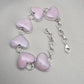Pink Opal Heart Bracelet, 925 Sterling Silver, Handmade