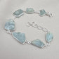 Raw Aquamarine Bracelet in 925 Sterling Silver Natural Blue Gemstone Jewelry