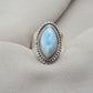 Natural Larimar Ring 925 Sterling Silver Larimar Marquise Cut Gemstone Boho Statement Jewelry