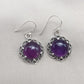Amethyst 925 Sterling Silver Round Drop Dainty Earrings Boho Jewelry