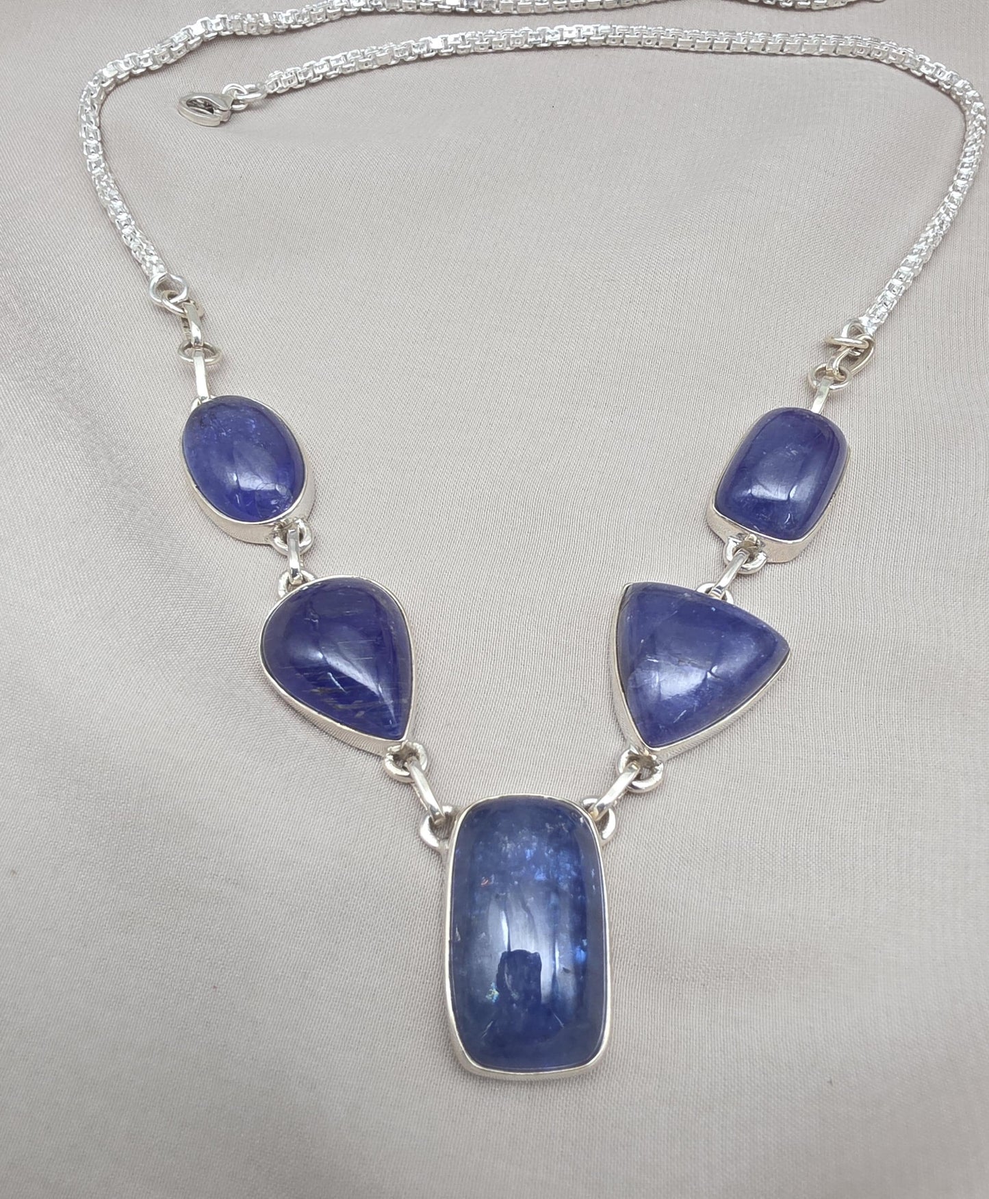 Natural Tanzanite Necklace 925 Sterling Silver Blue Gemstone Statement Jewelry Gift for Her