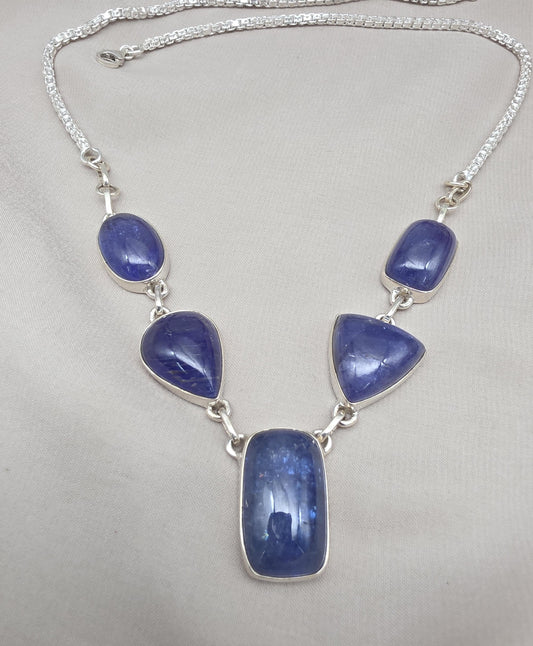 Natural Tanzanite Necklace 925 Sterling Silver Blue Gemstone Statement Jewelry Gift for Her