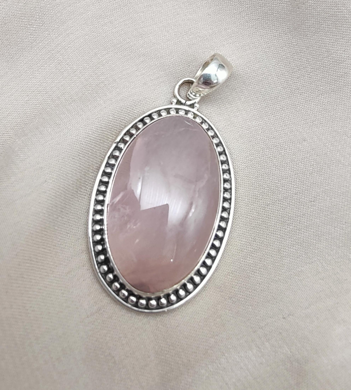 Rose Quartz Pendant Necklace: 925 Sterling Silver, Love & Healing