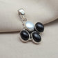 Black Onyx & Mother of Pearl 925 Sterling Silver Pendant: Handmade Boho Necklace