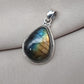 Handmade Labradorite Teardrop Pendant: 925 Sterling Silver Gemstone Necklace