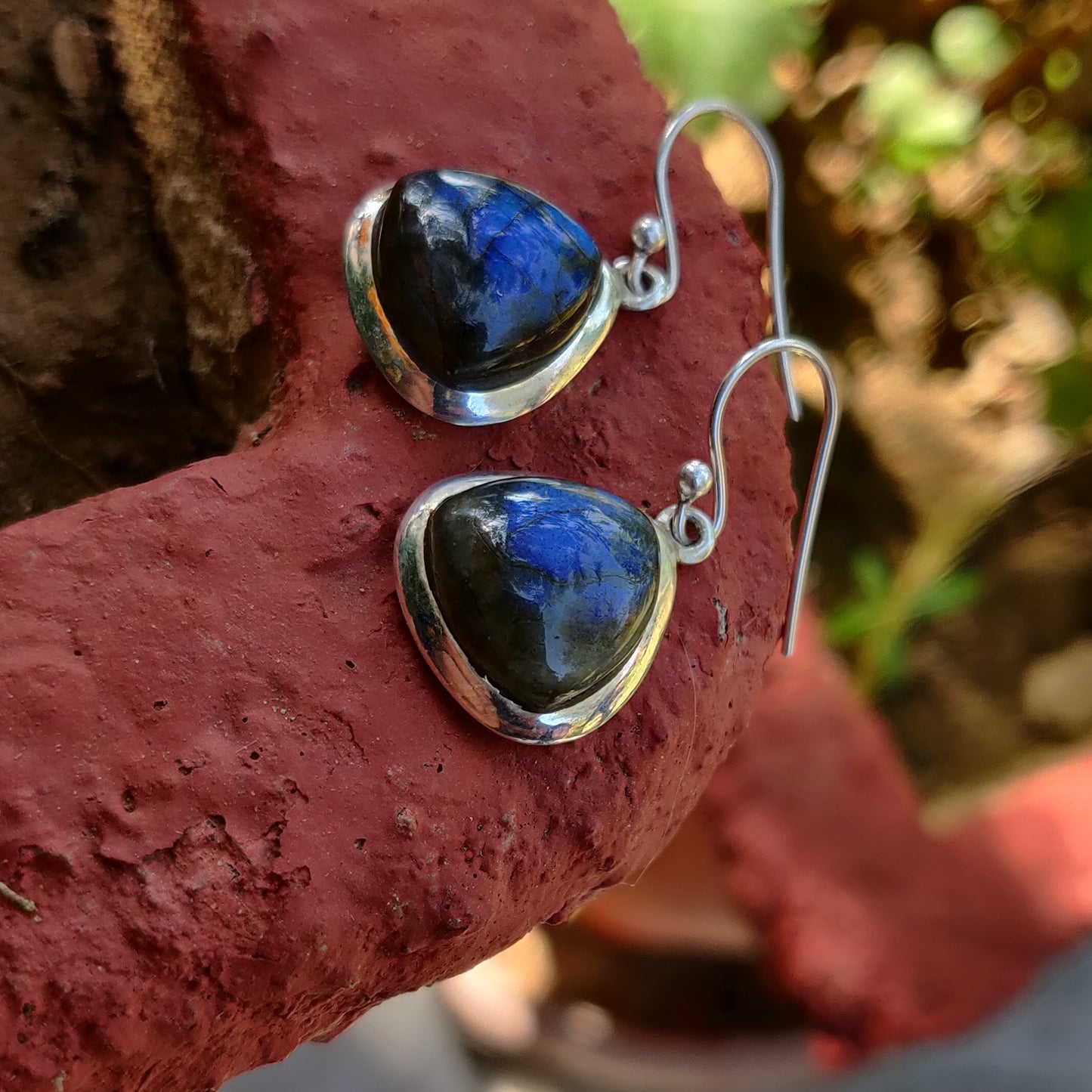 925 SOLID STERLING SILVER NATURAL LABRADORITE GEMSTONE HOOK EARRING