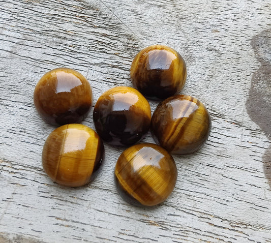 NATURAL TIGER EYE ROUND SHAPE FLAT BACK CABOCHON CALIBRATED GEMSTONES, ALL SIZES AVAILABLE