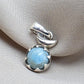 925 Sterling Silver Larimar Flower Pendant Natural Blue Larimar Floral Gemstone Necklace Charm