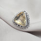 Lemon Quartz Ring 925 Sterling Silver Natural Yellow Gemstone Triangle Cut Ring