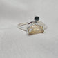Citrine Ring 925 Sterling Silver Dual Stone Moss Agate Statement Ring