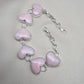 Pink Opal Heart Bracelet, 925 Sterling Silver, Handmade