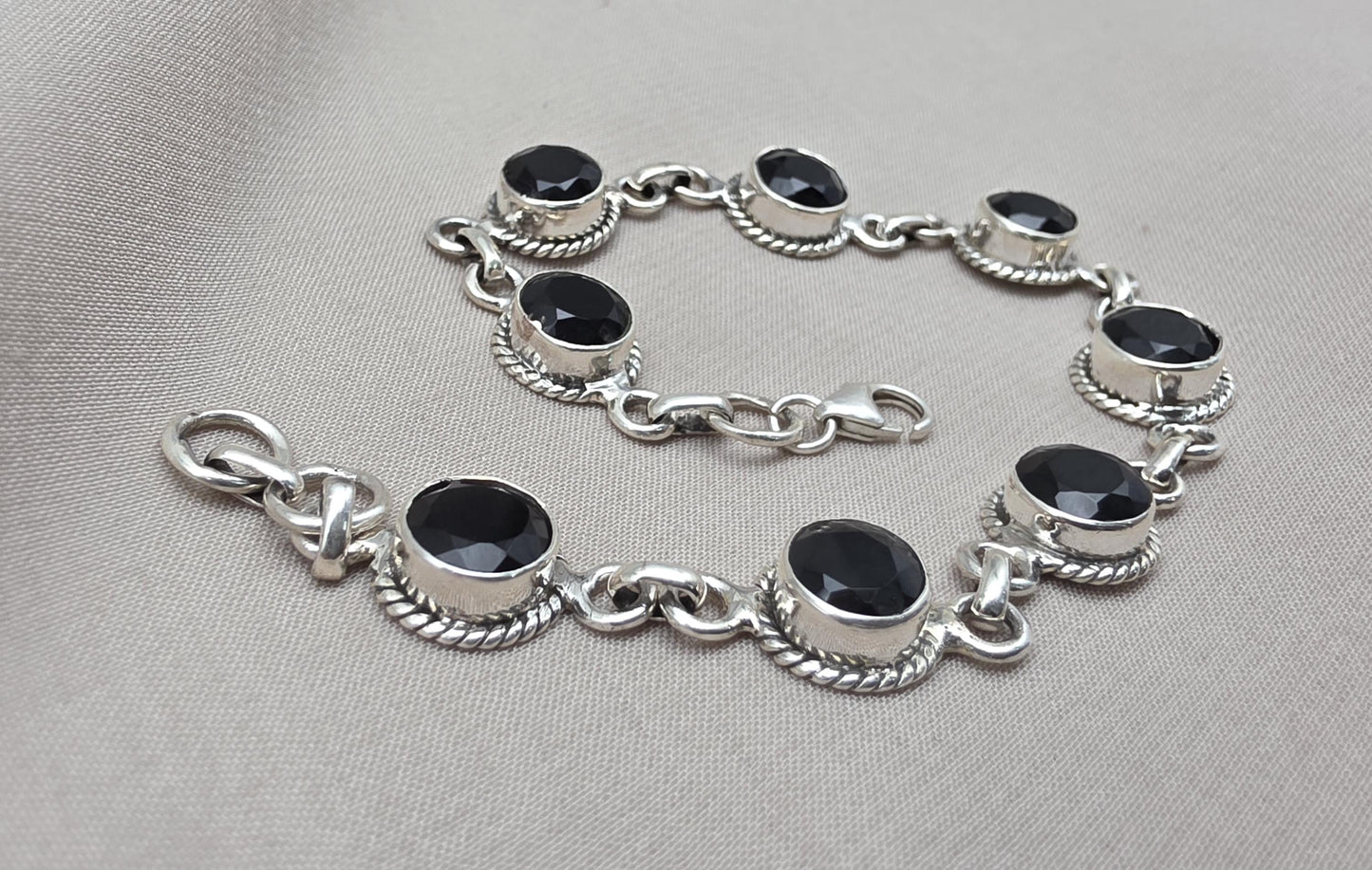 Black Onyx Bracelet 925 Sterling Silver Round Gemstone Wedding Bracelet Unique Design Jewelry