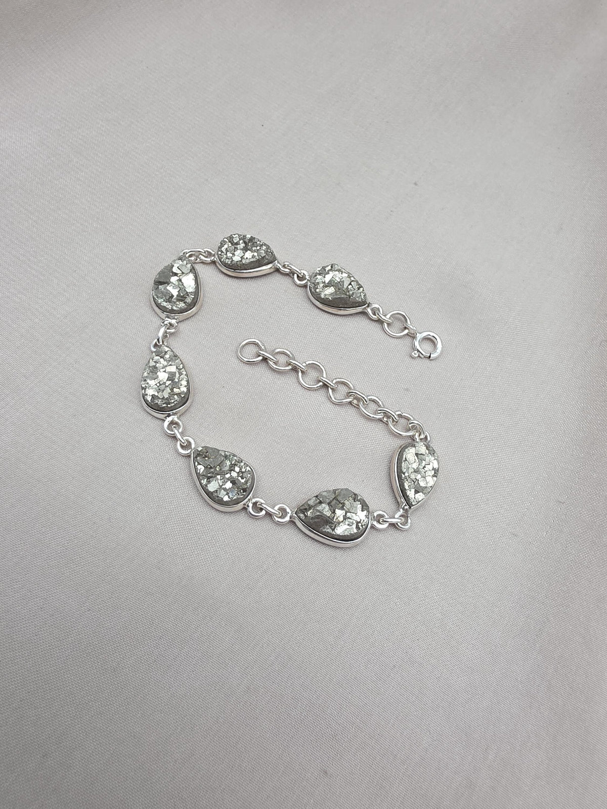 925 Sterling Silver Pyrite Druzy Bracelet Sparkling Gemstone Statement Jewelry Gift for Her