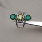 Green Onyx & Lemon Quartz 925 Sterling Silver Ring: Boho Statement Jewelry