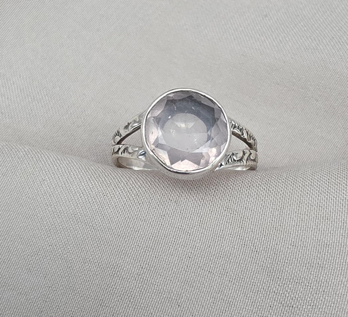 Rose Quartz 925 Sterling Silver Ring: Handmade Boho Gemstone Jewelry