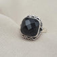 925 Sterling Silver Black Onyx Ring Cushion Cut Natural Gemstone Handmade Vintage Style Gift