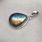 Handmade Labradorite Teardrop Pendant: 925 Sterling Silver Gemstone Necklace