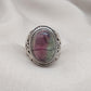 Rainbow Fluorite Ring: 925 Sterling Silver Boho Statement Jewelry
