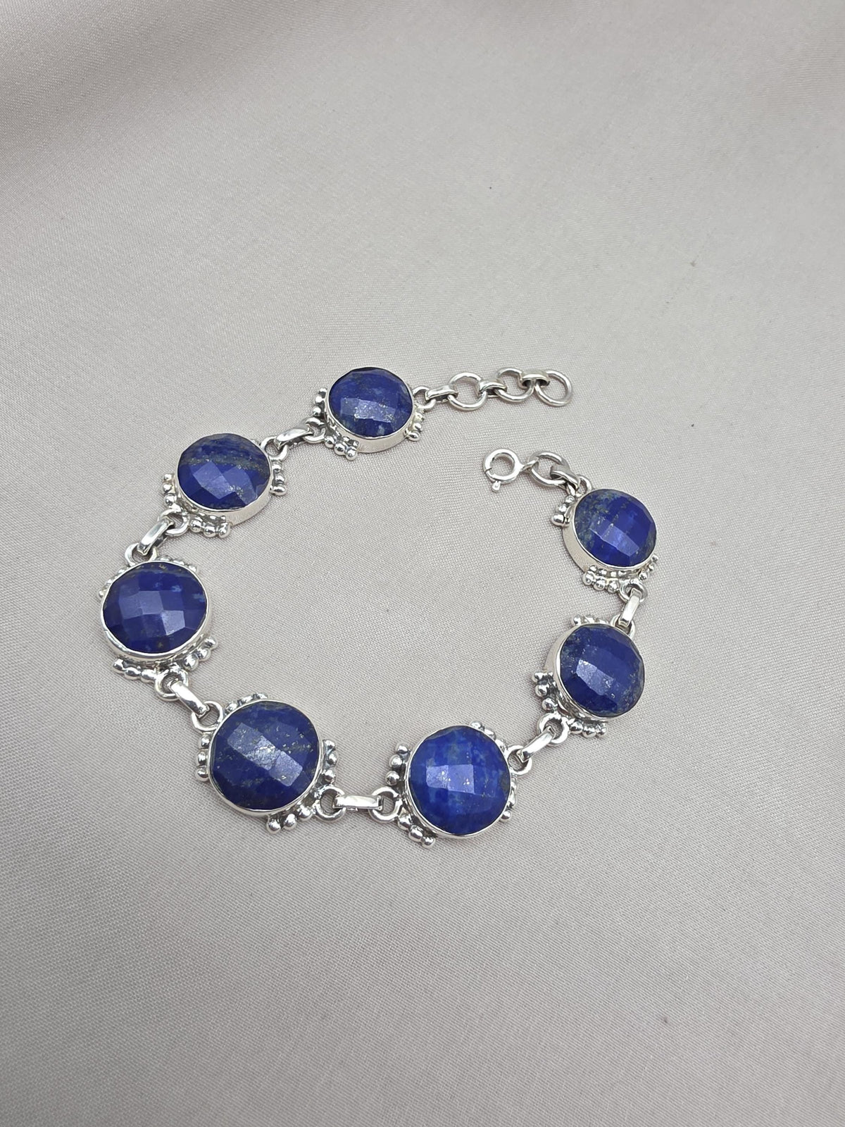925 Sterling Silver Lapis Lazuli Bracelet Blue Gemstone Jewelry Statement Bracelet Gift for Her