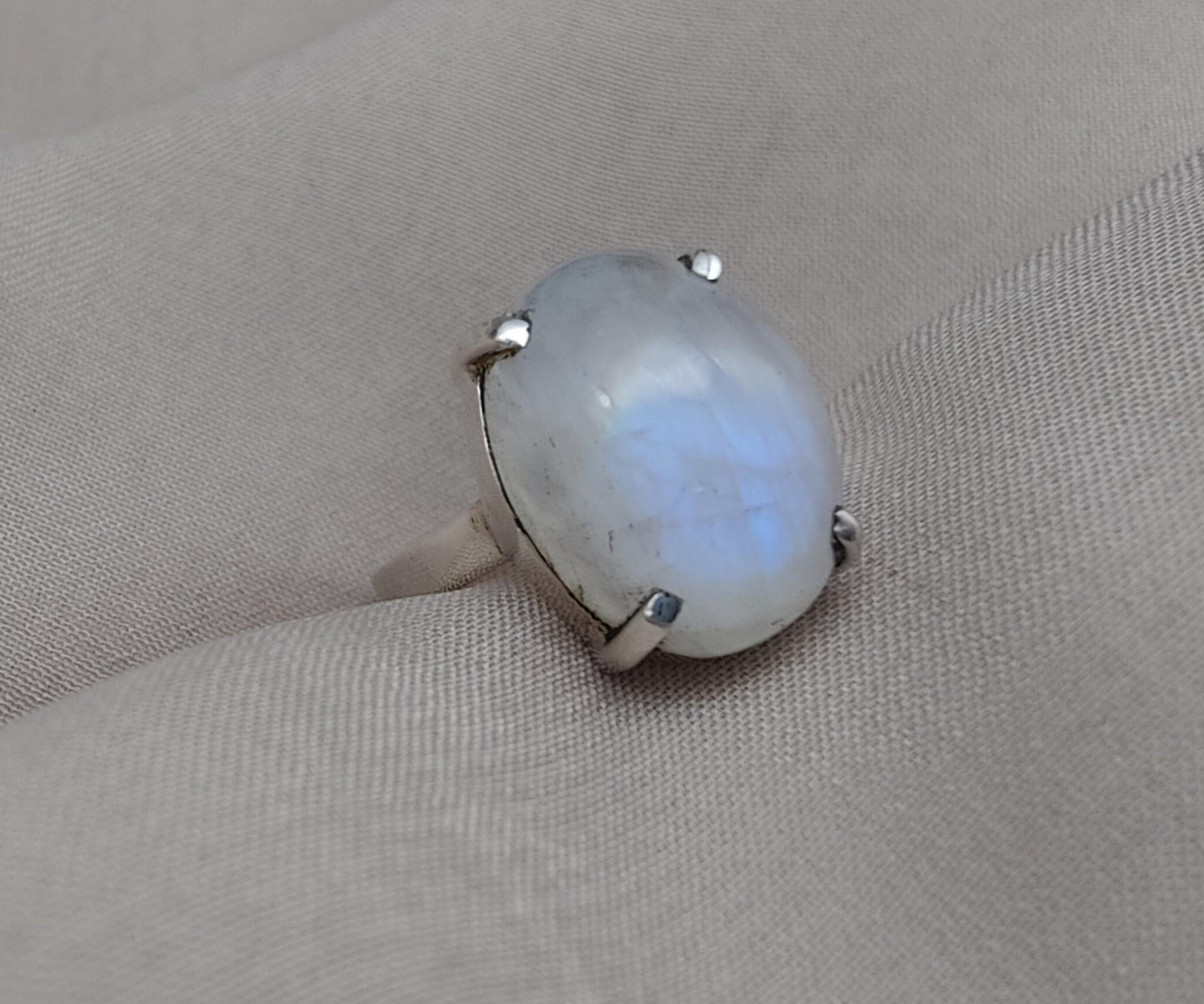 Rainbow Moonstone Ring: 925 Sterling Silver, Handmade Boho Jewelry june birthstone