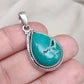 Tibetan Turquoise Pear Pendant: Sterling Silver Boho Necklace