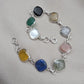 925 Sterling Silver Multi Stone Bracelet Natural Gemstone Cushion Link Jewelry