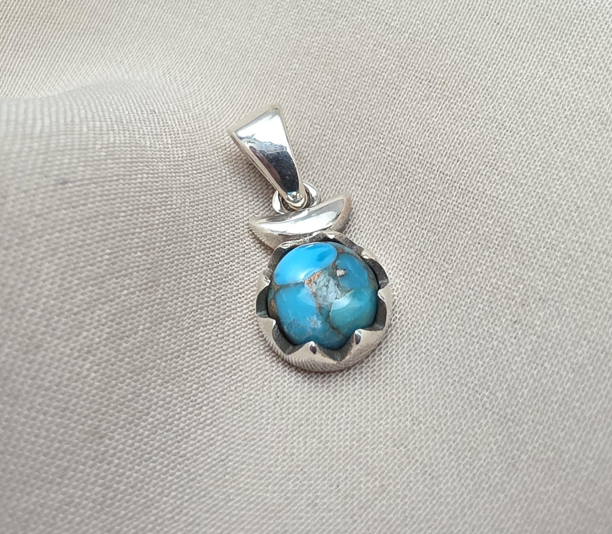 Handmade 925 Sterling Silver Turquoise Pendant: Boho Gemstone Necklace