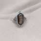 Smoky Quartz Sterling Silver Ring: Hexagon Gemstone, Boho Jewelry