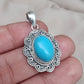 American Turquoise Pendant: Handmade 925 Silver Boho Necklace