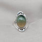 Fluorite Sterling Silver Ring: Green-Gold Crystal, Boho Healing Jewelry