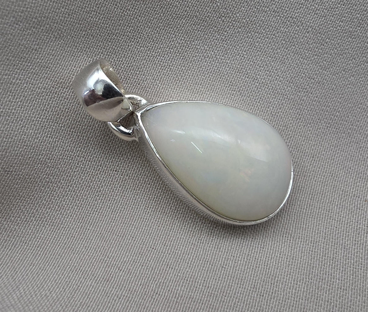 Ethiopian Opal Pear Pendant 925 Sterling Silver Handmade Cabochon Gemstone Jewelry