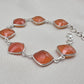 Sterling Silver Carnelian Bracelet, Faceted Gemstone Handmade Jewelry