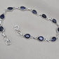 925 Sterling Silver Sapphire Bracelet Natural Blue Gemstone Pear Link Jewelry