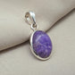 925 Sterling Silver Charoite Pendant: Purple Gemstone Necklace Handmade Jewelry