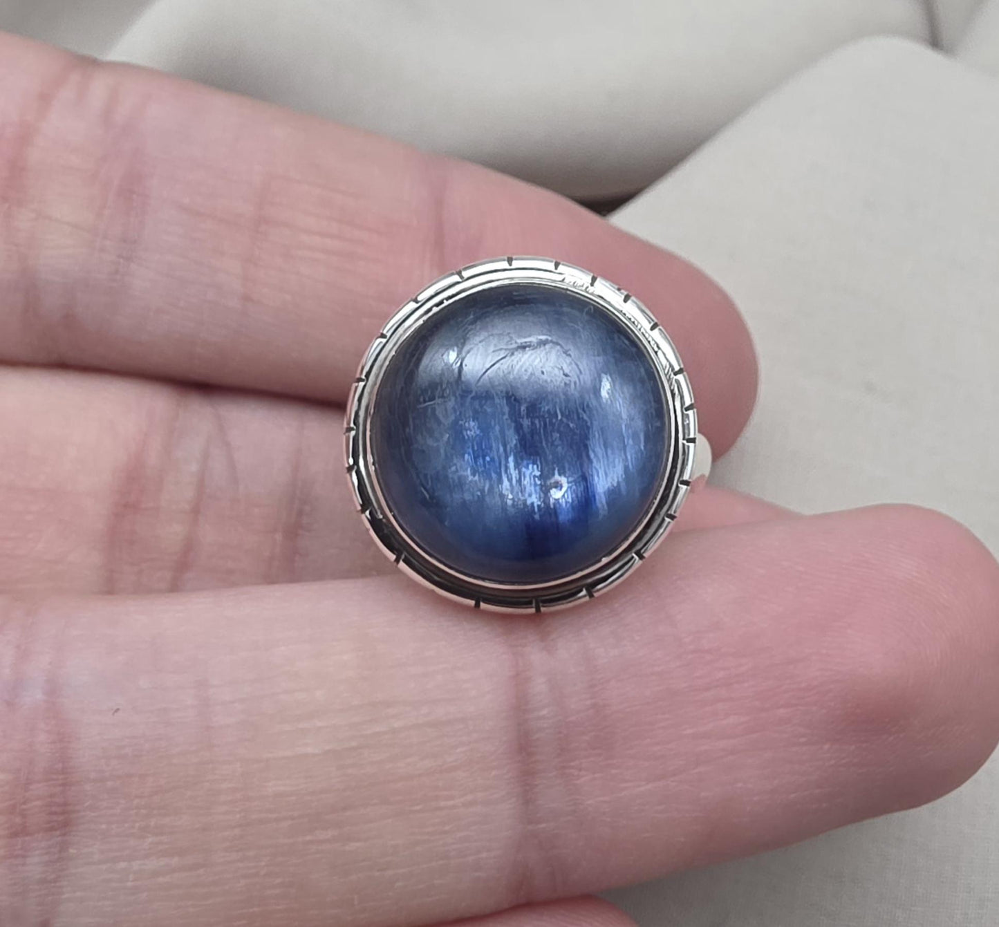 Handmade Teardrop Kyanite Sterling Silver Ring: Boho Filigree