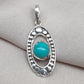 Turquoise Sterling Silver Pendant: Handmade Boho Tribal Necklace