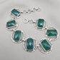 925 Sterling Silver Green Onyx Bracelet Bold Statement Gemstone Link Bracelet Gift for Her