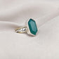 Green Onyx Sterling Silver Ring: Handmade Dual-Tone Band, Hexagon Cut