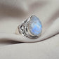Rainbow Moonstone Ring 925 Sterling Silver Pear Shape Statement Ring June Birthstone Jewelry