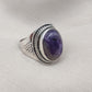 Natural Charoite 925 Sterling Silver Ring: Handmade Boho Gemstone Jewelry